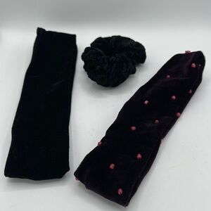 Hair accessories: Two velour headbands and a scrunchie